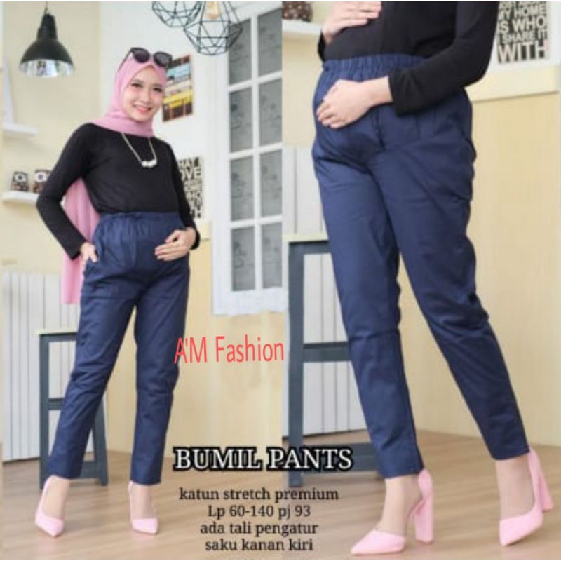 CELANA HAMIL PINGGANG KARET BUMIL PANTS KEKINIAN  M L XL XXL