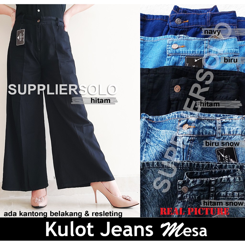 KULOT JEANS WANITA MESA / KULOT BASIC JEANS MODEL KANCING RESLETING