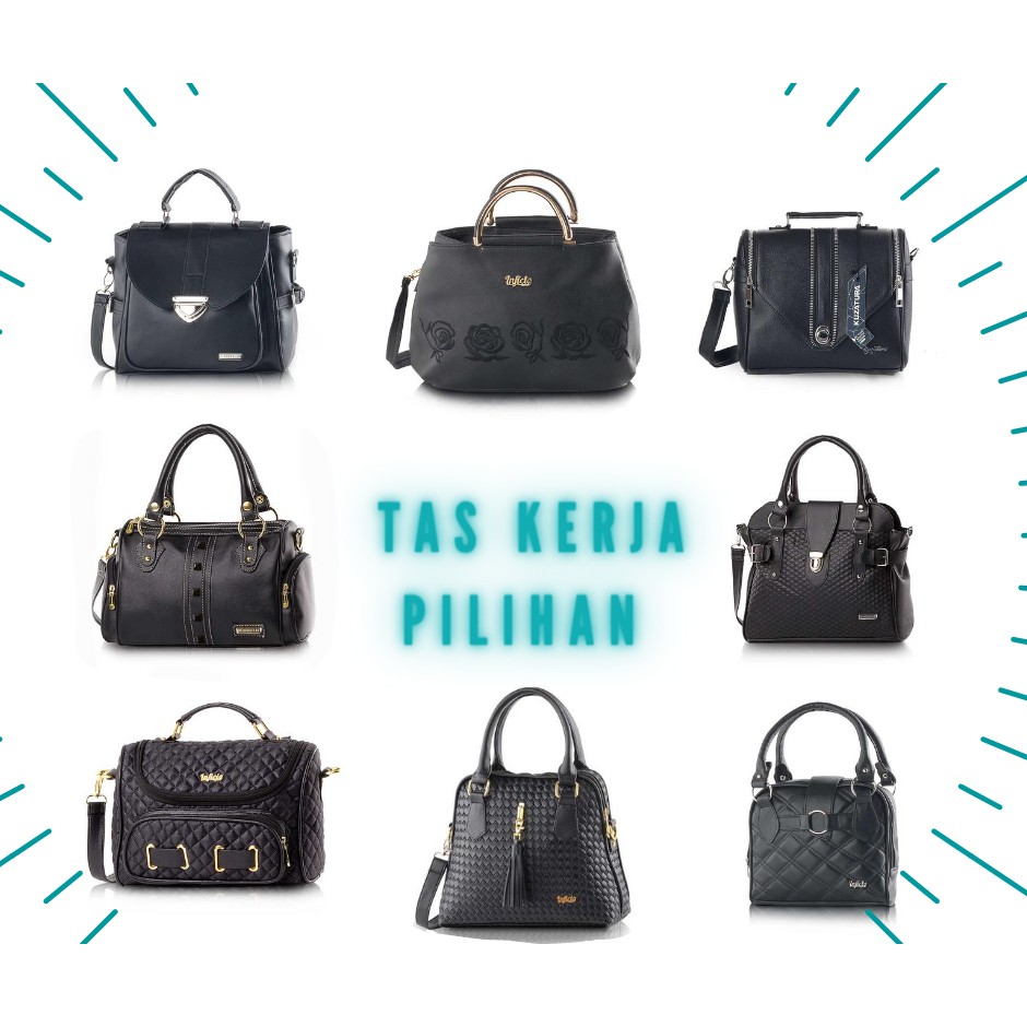 TAS KERJA PILIHAN  Tas Kerja Wanita Warna Hitam dengan 8 Model