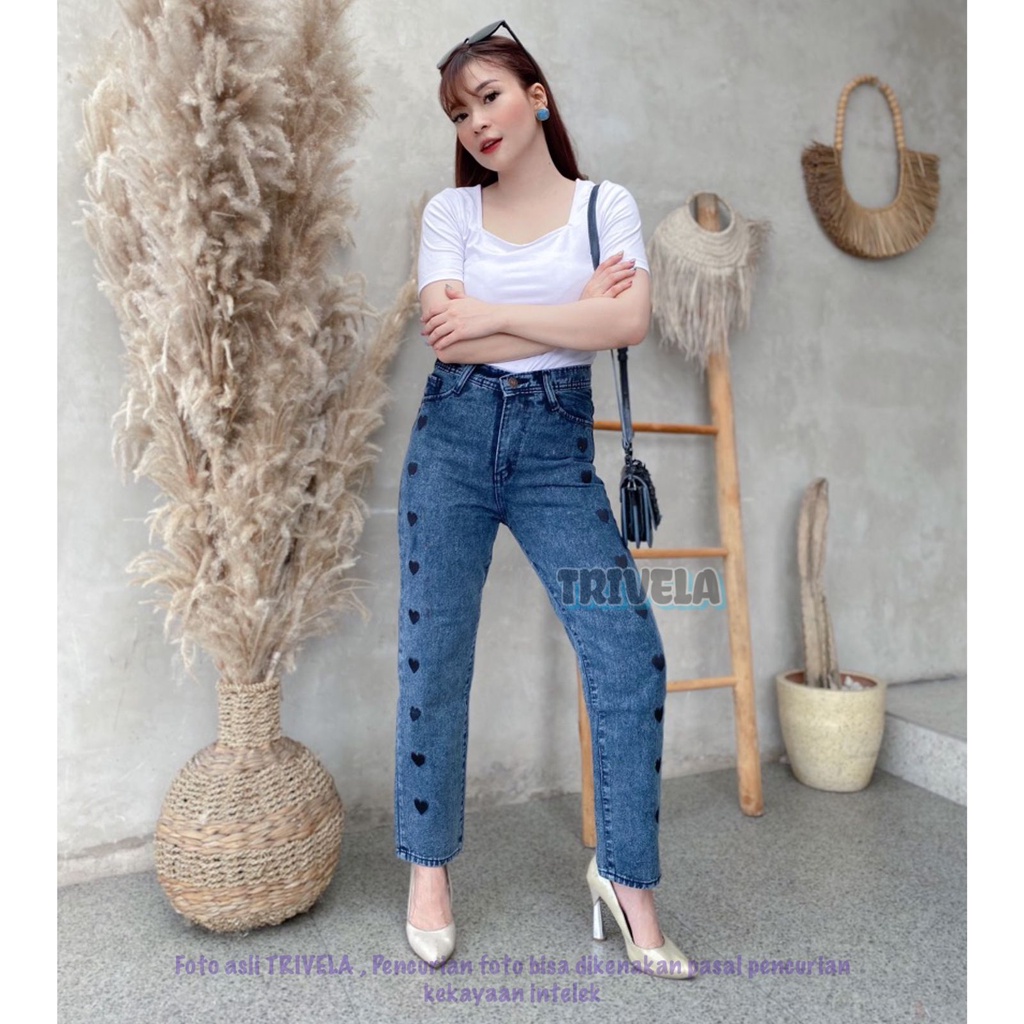 BOYFRIEND JEANS LOVE / LOVE BOYFIE / BOYFRIEND JEANS BORDIR LOVE