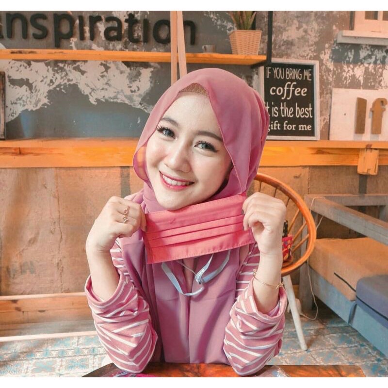 MASKER KAIN HIJAB TALI POLOS WARNA