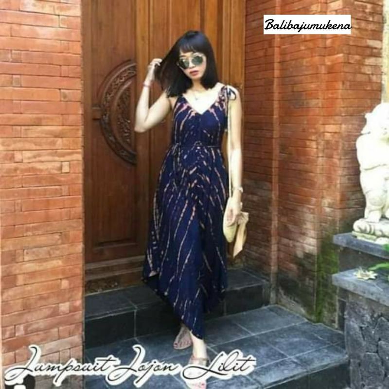 [BISA COD] LONG JUMPSUIT LILIT RAYON BALI JUMBO/PLAYSUIT WANITA DEWASA MOTIF TIEDYE ADEM KEKINIAN