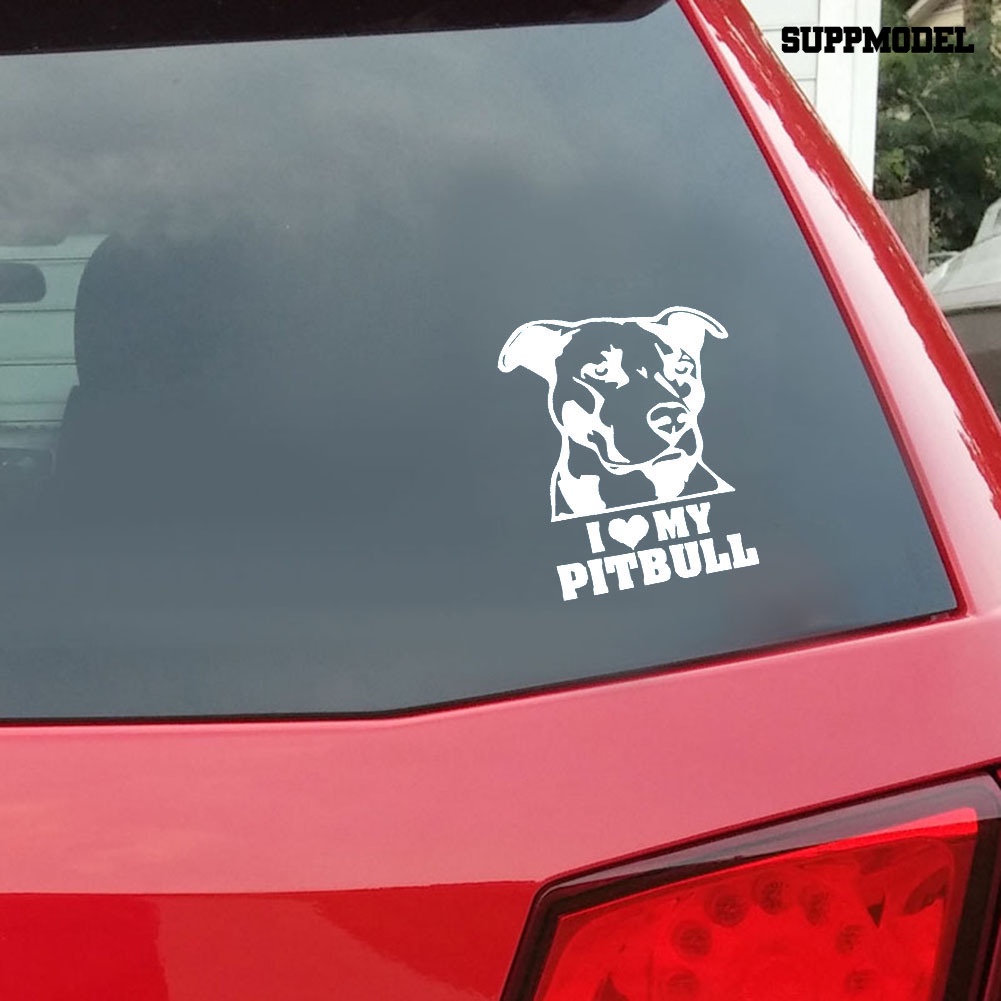 Car - 5Pcs Stiker I Love My Pitbull Untuk Bumper / Jendela Mobil