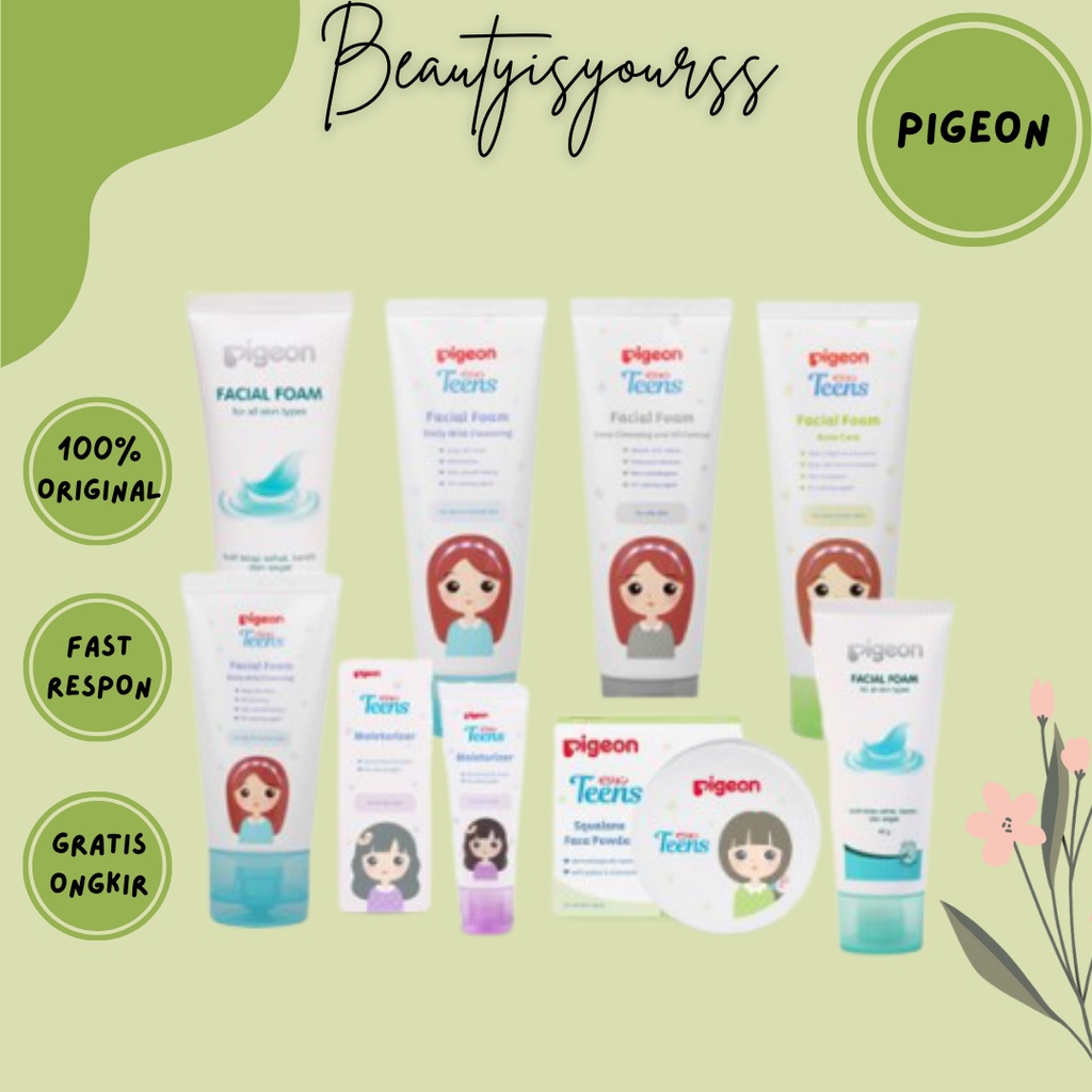PIGEON TEENS Moisturizer 20ml / Squalane Face Powder 12gr / Facial Foam - For All Skin Pelembab Waja