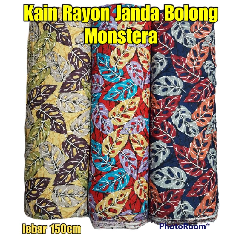Bayan Kain Rayon Motif Bunga Janda Bolong Monstera / rayon kembang flower halus lembut murah