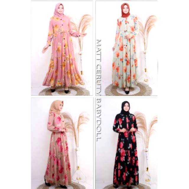 Gamis ceruty bunga