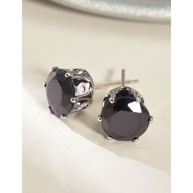 LRC Anting Tusuk Fashion Black Earrings Six Prong Alloy Zircon Earrings K41693