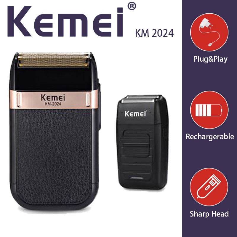 KEMEI KM-2024 SHAVER WATERPROOF ALAT MESIN CUKUR JENGGOT KEMEI KM 2024