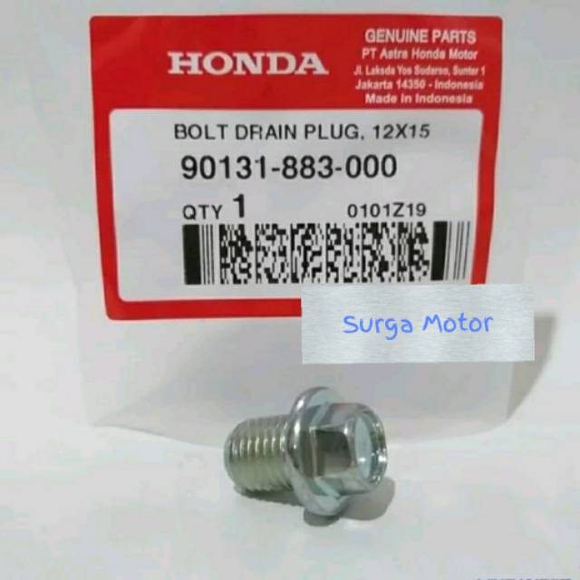 Baut 12x15 pembuangan tap oli bawah motor matic Beat Spacy Vario Scoopy ADV PCX megapro supra GTR bl