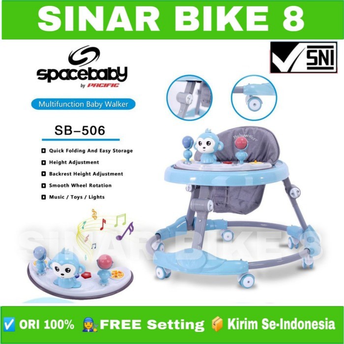 Baby Walker SPACEBABY SB 506 Roda Bantu Jalan Musik Mainan Lampu