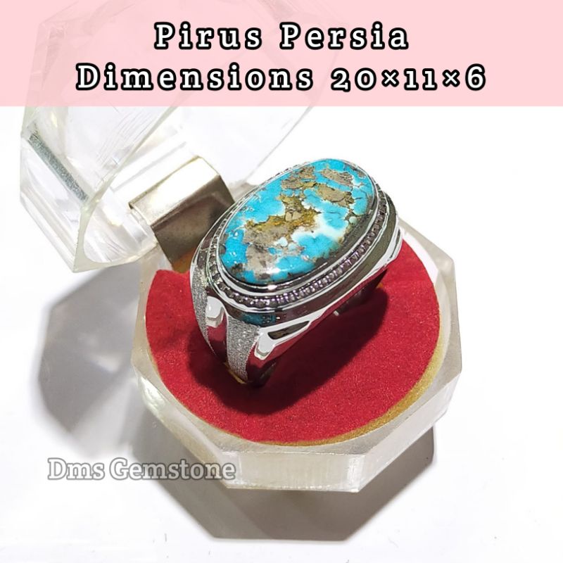Cincin Permata Pirus Persia Asli Natural/ Batu Akik
