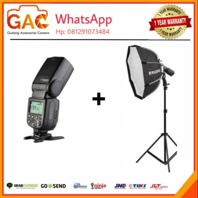 Paket hemat GAC flash GODOX TT600 universal + softbox triopo Ks90 + lightstand Takara spirit 2