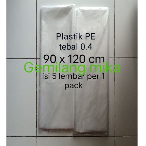 Plastik Pe bening 90 x 120cm(isi 5 lembar)