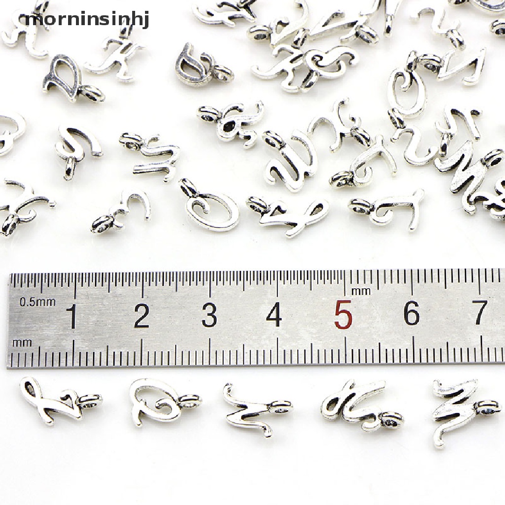 52pcs / Set Liontin Bentuk 26 Huruf A-Z Tibet Warna Silver Untuk Perhiasan Diy