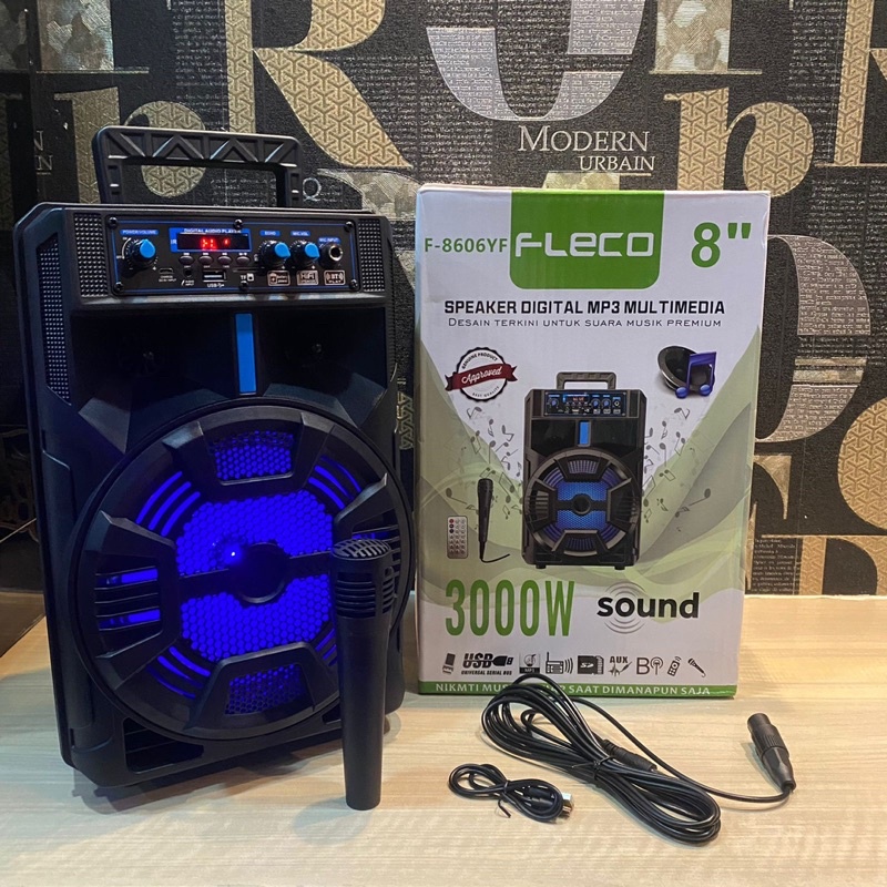 SPEAKER BLUETOOTH FLECO 3000W F8606YF/F8606NF/SPEAKER WIRELESS MULTIMEDIA PLUS MIC