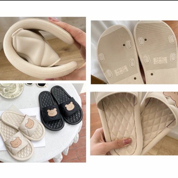 SH32 Sandal Rumah Hotel Bear Empuk Anti Licin Home Sandals Import