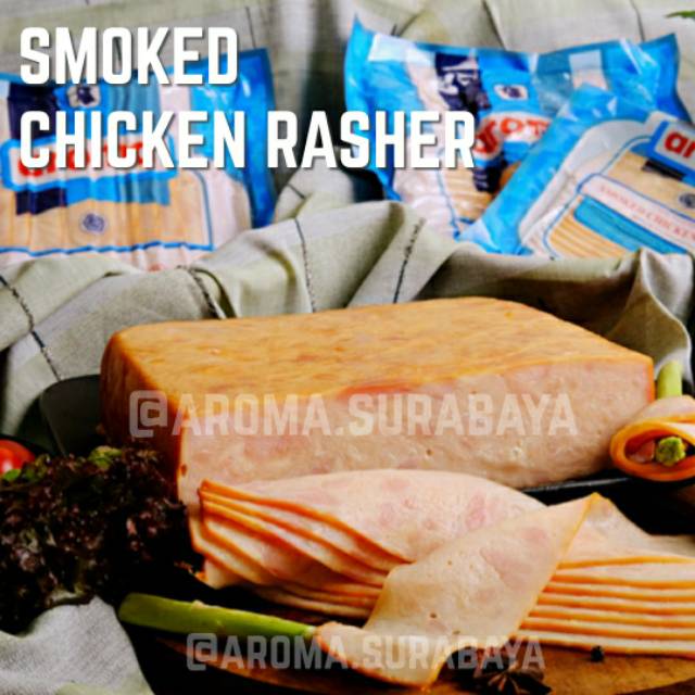 

AROMA Smoked Chicken Rasher 1000gr / 1kg Daging Ayam Asap Bacon Smoke HALAL Meat Frozen Food