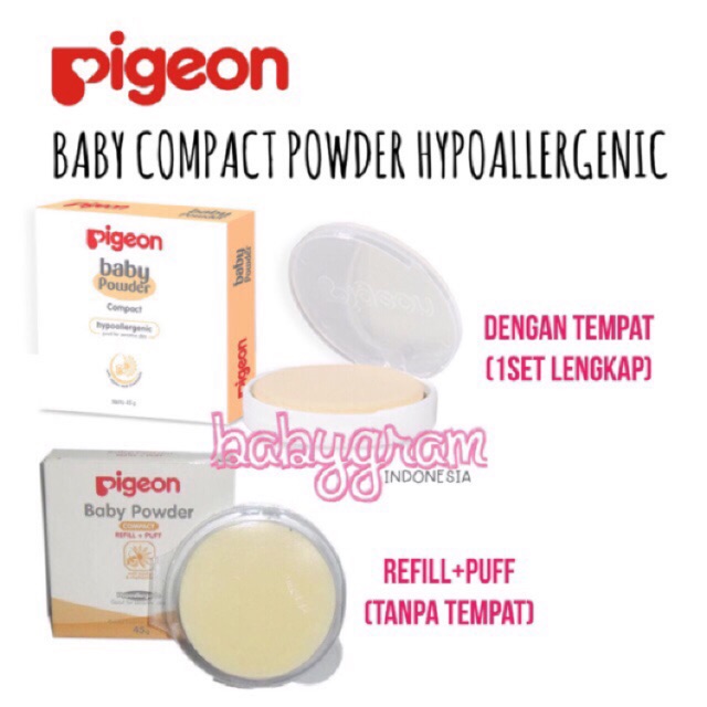 PIGEON Bedak Padat Bayi - Baby Compact Powder Cake Chamomile White 45 Gr - Paraben Free