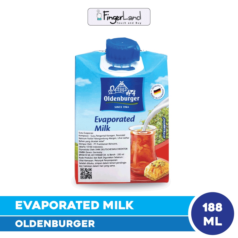 OLDENBURGER Evaporated Milk 75 Fat-S 188 ml Susu Evaporasi