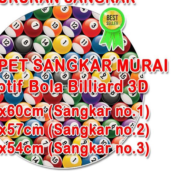 ☝ Karpet Motif BOLA BILLIARD 3D - Sangkar Bulat Murai - Kacer - C.ijo ❂