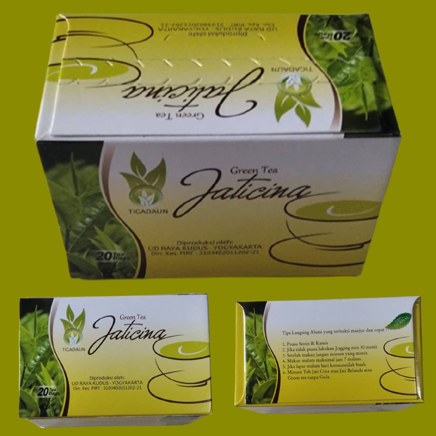 

GREEN TEA JATICINA TIGA DAUN TEH HERBAL PELANGSING TUBUH