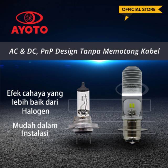 Lampu motor depan LED AYOTO M2A PRO H6 AC DC motor matic bebek AC DC