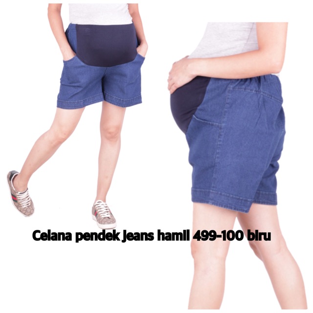 Celana pendek hamil denim 499 biru