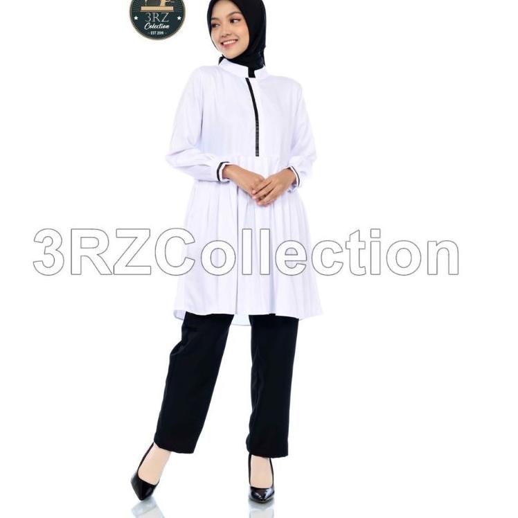 Termurah Tunik Putih Wanita Baju Tunik Putih Lis Hitam Pns Seragam Putih Pns Wanita Baju Putih Tunik
