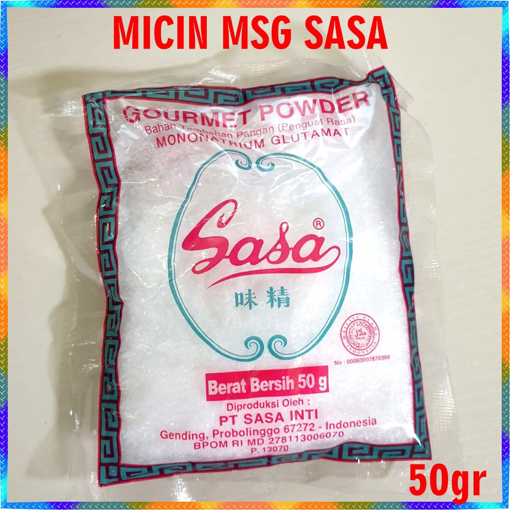 

Sasa Micin MSG Gourmet Powder Bahan Tambahan Pangan Masakan Penyedap Penguat Rasa 50gr