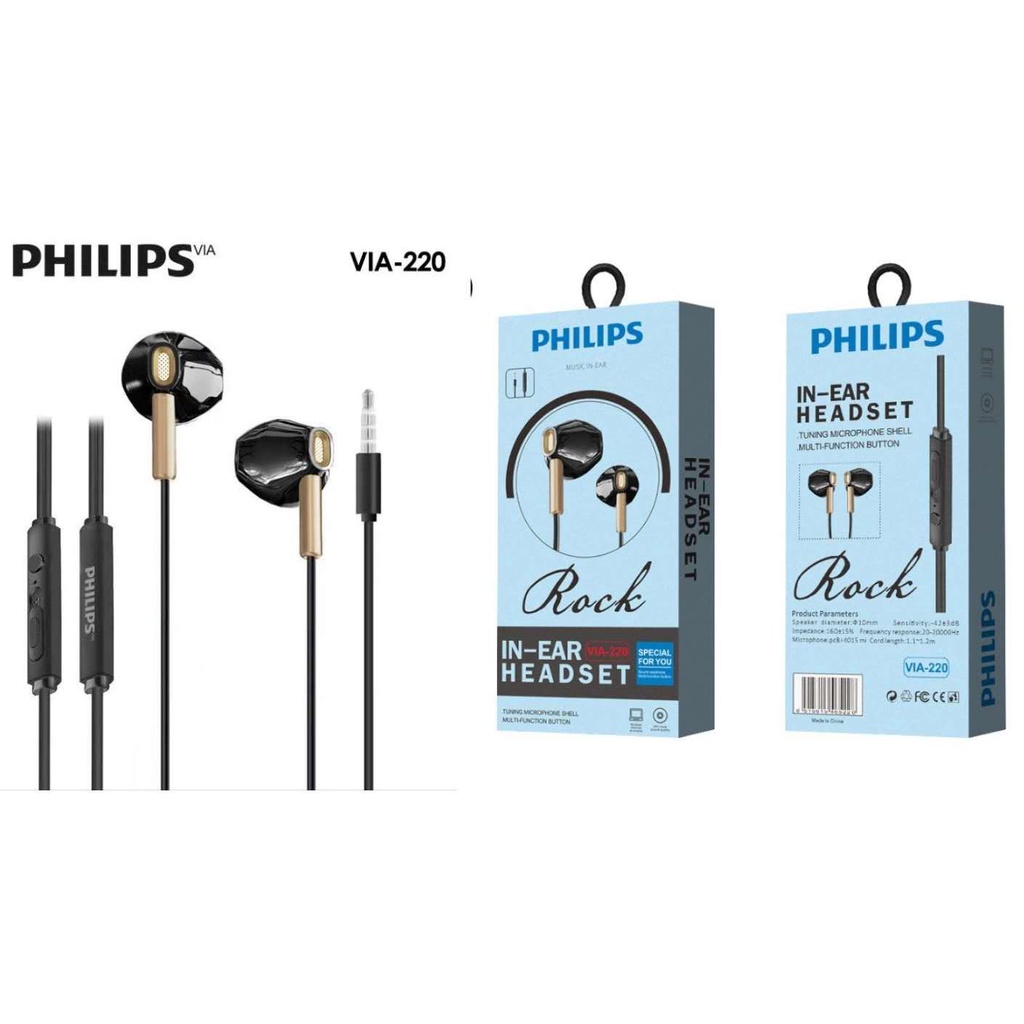 Handsfree Headset Philips Extra Bass VIA 220 Handset Handsfree Philips VIA-220