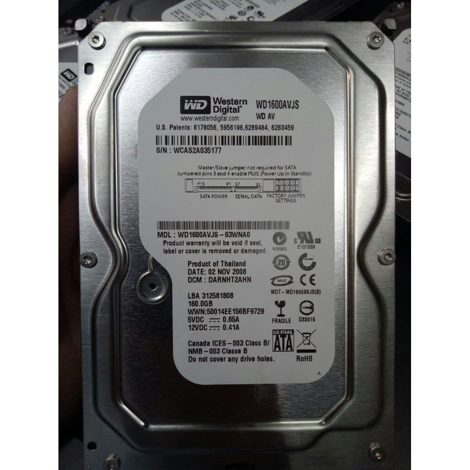 HARDISK WD PC BUILD UP 160GB SATA 3'5 INCH/INTERNAL PC HDD IMPORT 100% SENTINEL...MURAH MERIAH