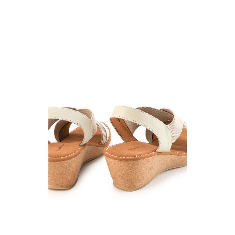 SANDAL WEDGES KULIT OBERMAIN WANITA ORIGINAL ASLI TERBARU PUTIH OW04