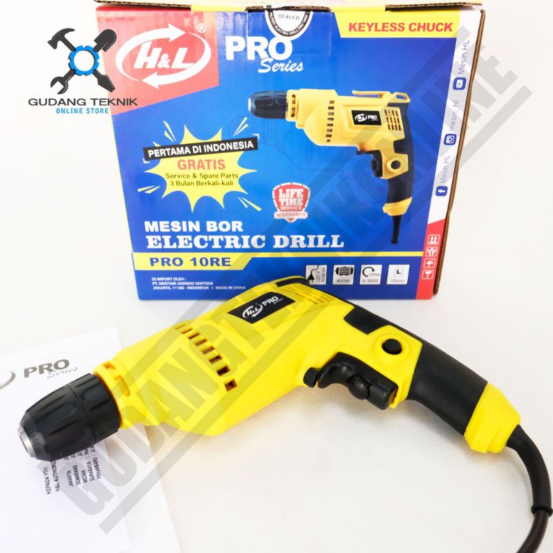 MESIN BOR LISTRIK HL BOR KEYLESS H&L PRO 10MM