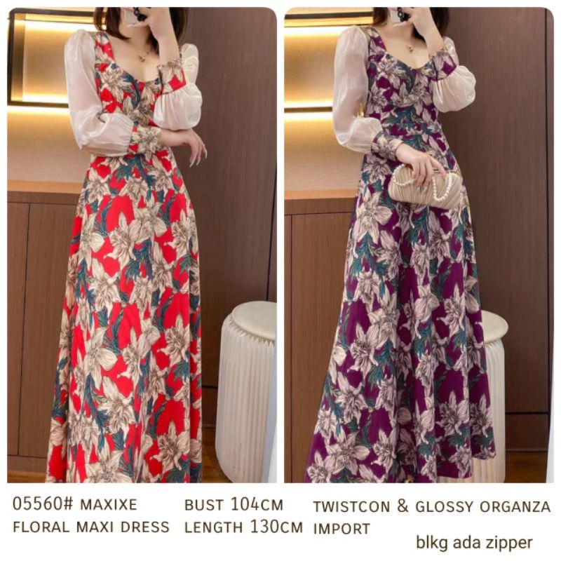 MDLV ~ 05560# Maxixe Floral Maxi Dress Premium Long Dress Korea Look Fashion Import