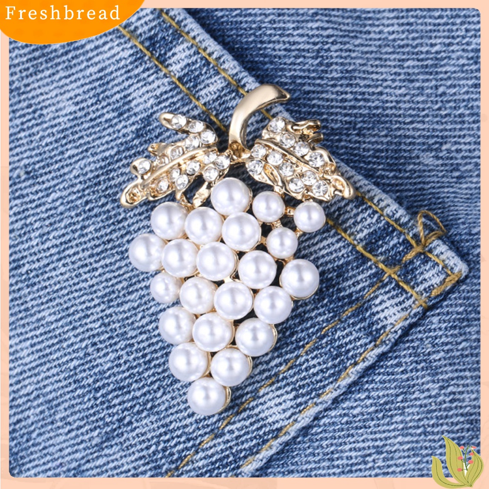 Terlaris Elegant Women Faux Pearl Rhinestone Grapes Brooch Pin Dress Scarf Accessory