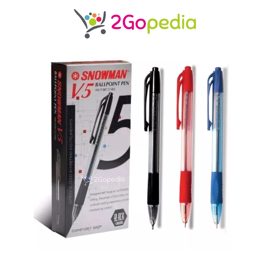 

Grosir Pen Bolpen/ Bulpen Snowman V5 0.7mm Hitam/ Biru/ Merah (1 Pcs)