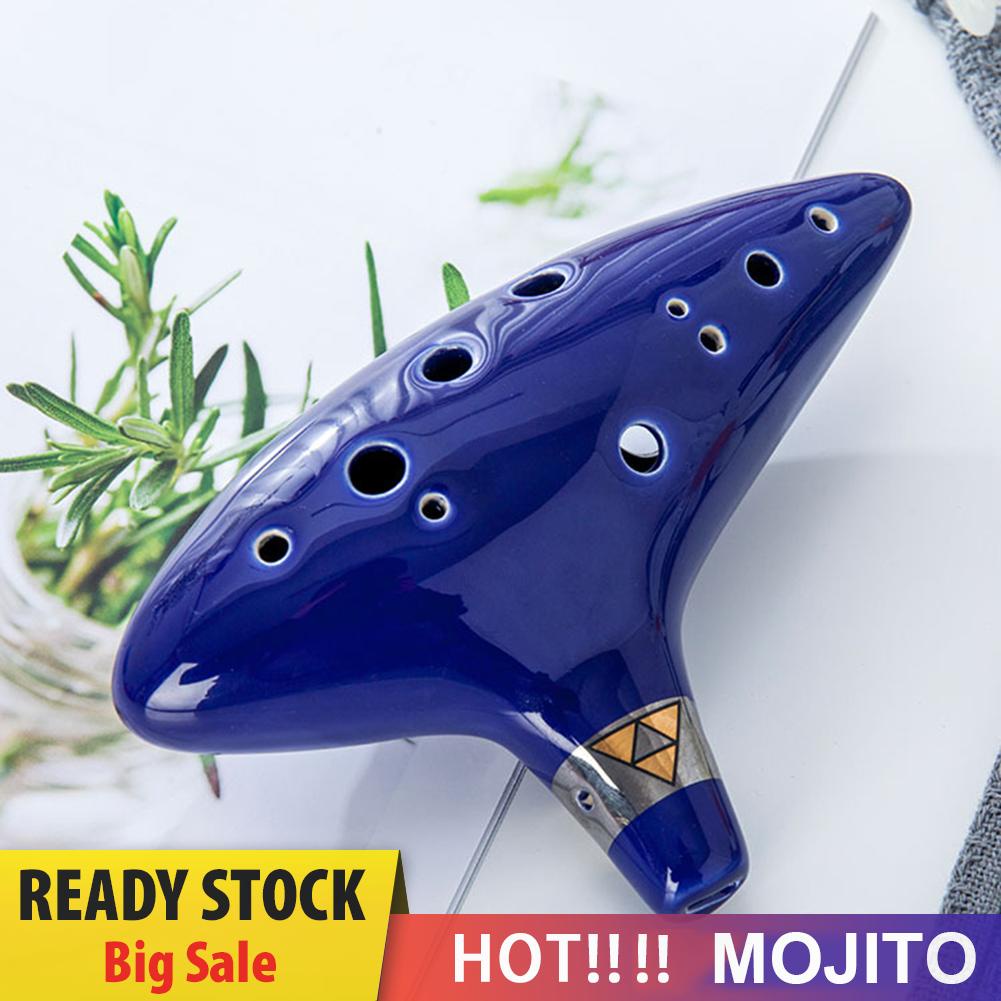 Seruling Ocarina Alto Kunci C 12 Lubang Dengan Lanyard Warna Biru