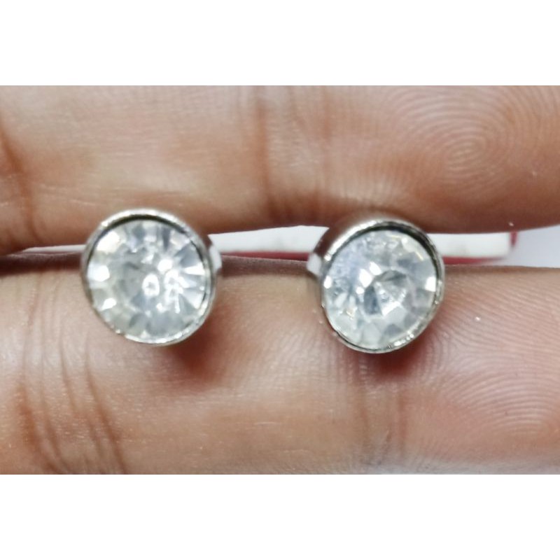 Ask22. Anting wanita mata'Rhodhium putih silver