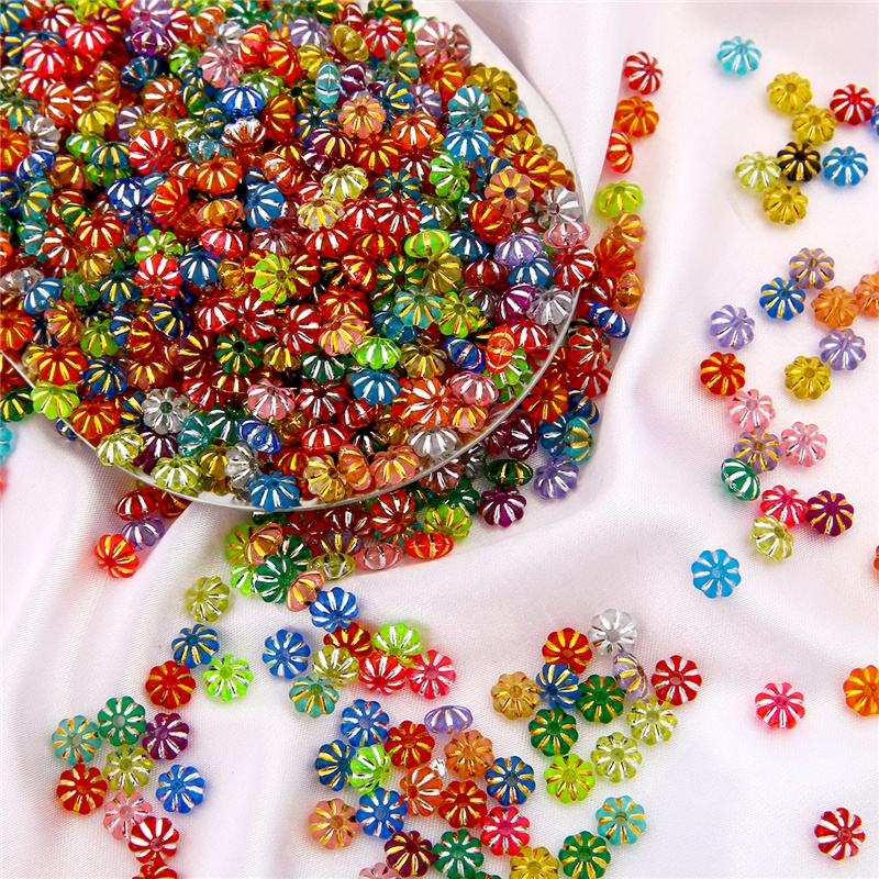 4x6mm 420Pcs Gold/Silver Line Pumpkin Acrylic Sapcer Beads for Bracelet Necklace DIY Halloween Jewelry Craft Making Accessories