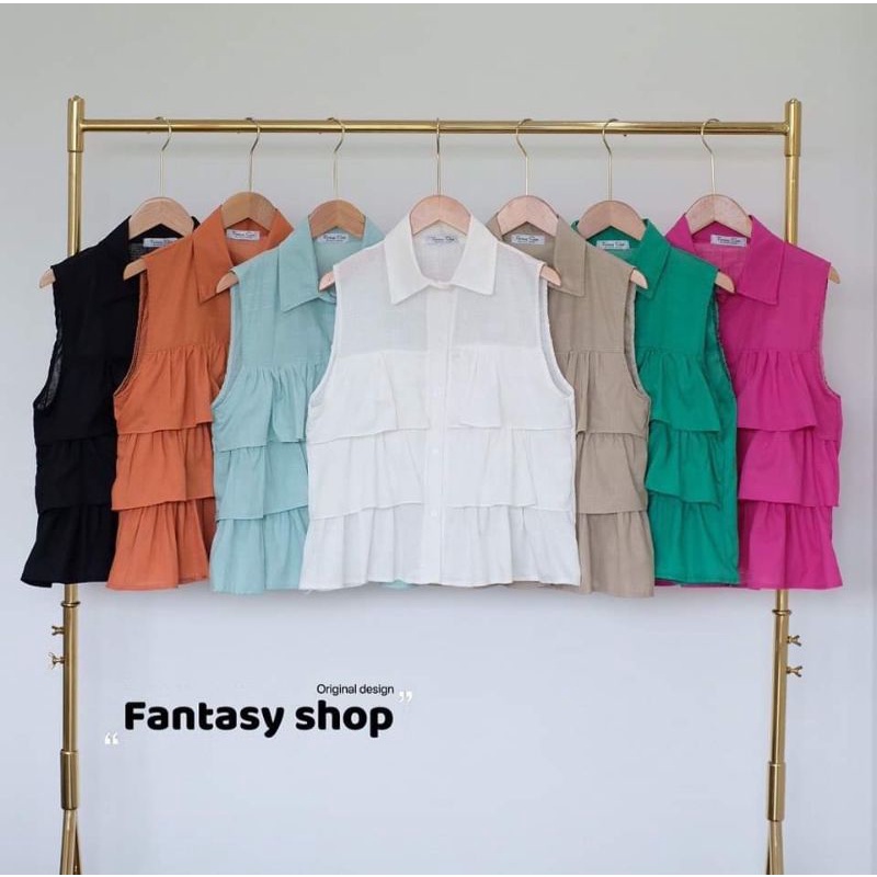 KEMEJA FANTASY SHOP RUFFLE FASHION WANITA IMPORT BANGKOK CODE F 03