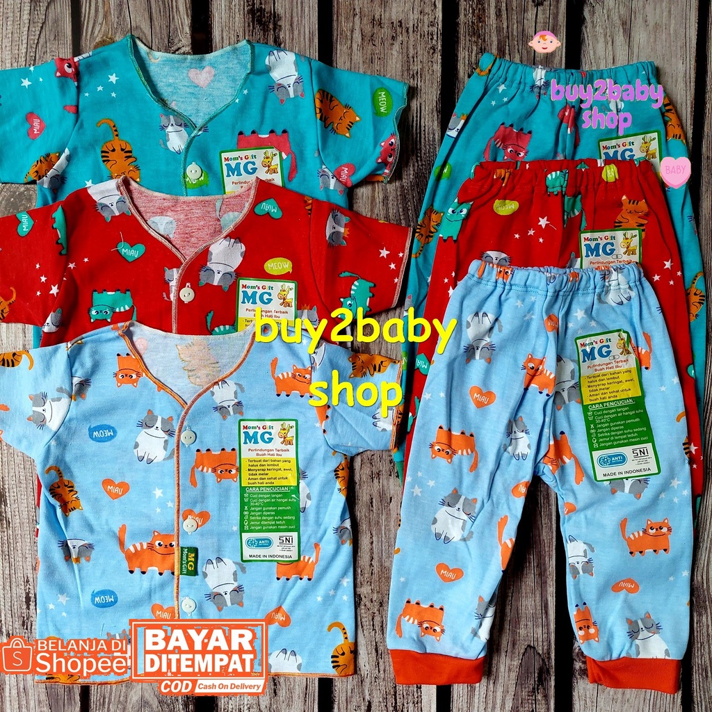 Baju bayi setelan CPR piyama pendek celana panjang warna motif Moms Gift usia 3-6 Bulan 3 Setelan