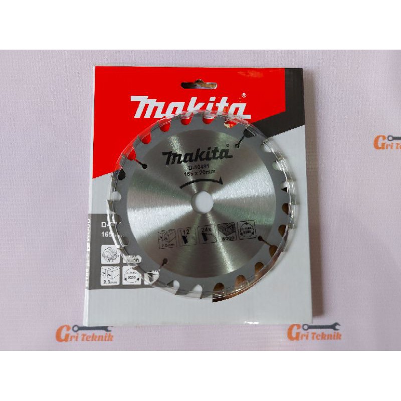 MATA POTONG KAYU MAKITA ASLI 165 MM X 24 T D-50491 / CIRCULAR SAW BLADE MAKITA 6 INCI X 24 T