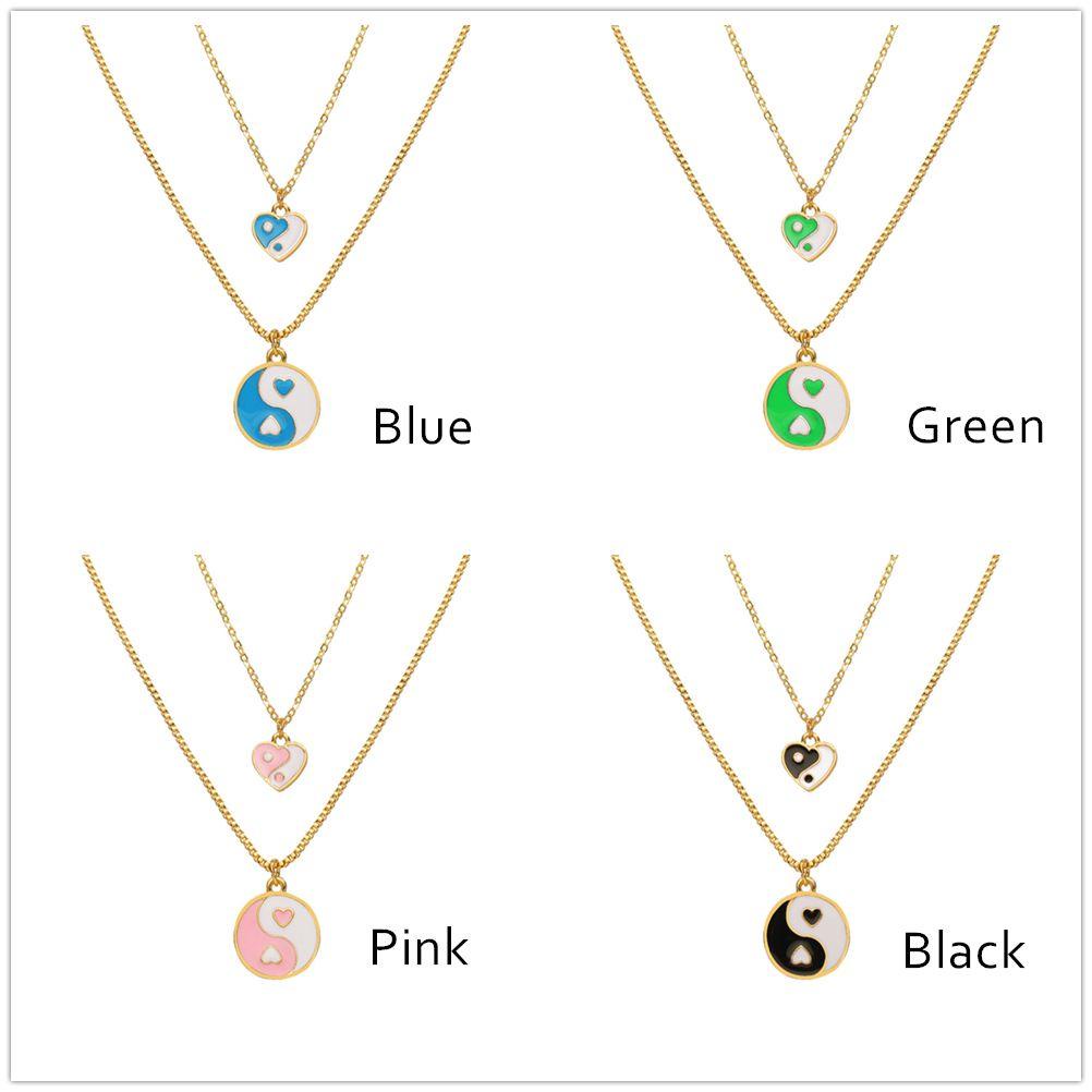 Lily Kalung Streetwear Perhiasan Tai Chi Layered Round Choker