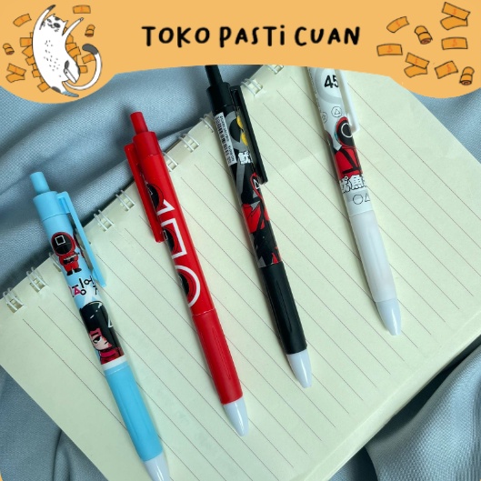 

pulpen pena cetek tinta hitam karakter squid game (4/8/12 pcs) keperluan sekolah anak pen lucu imut unik bolpen fancy keren atk alat tulis kantor bisa COD termurah import korea
