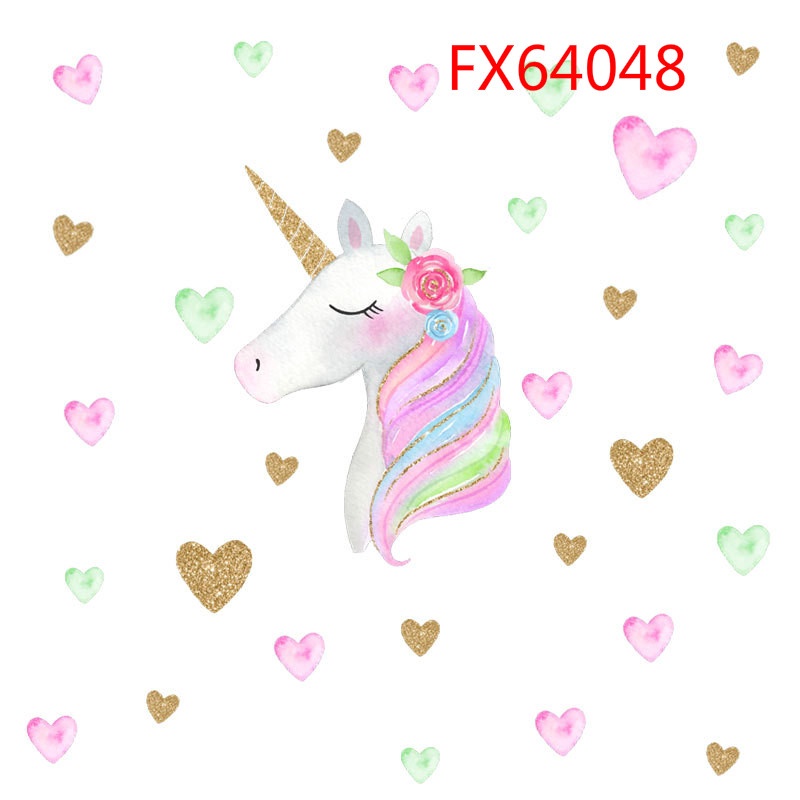 Rainbow Unicorn Love Heart Wall Stickers Modern Art Vinyl Decal Wall Mural