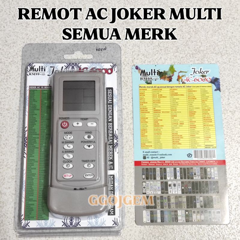 REMOT AC JOKER MULTI / REMOTE UNIVERSAL SEMUA TIPE &amp; MERK