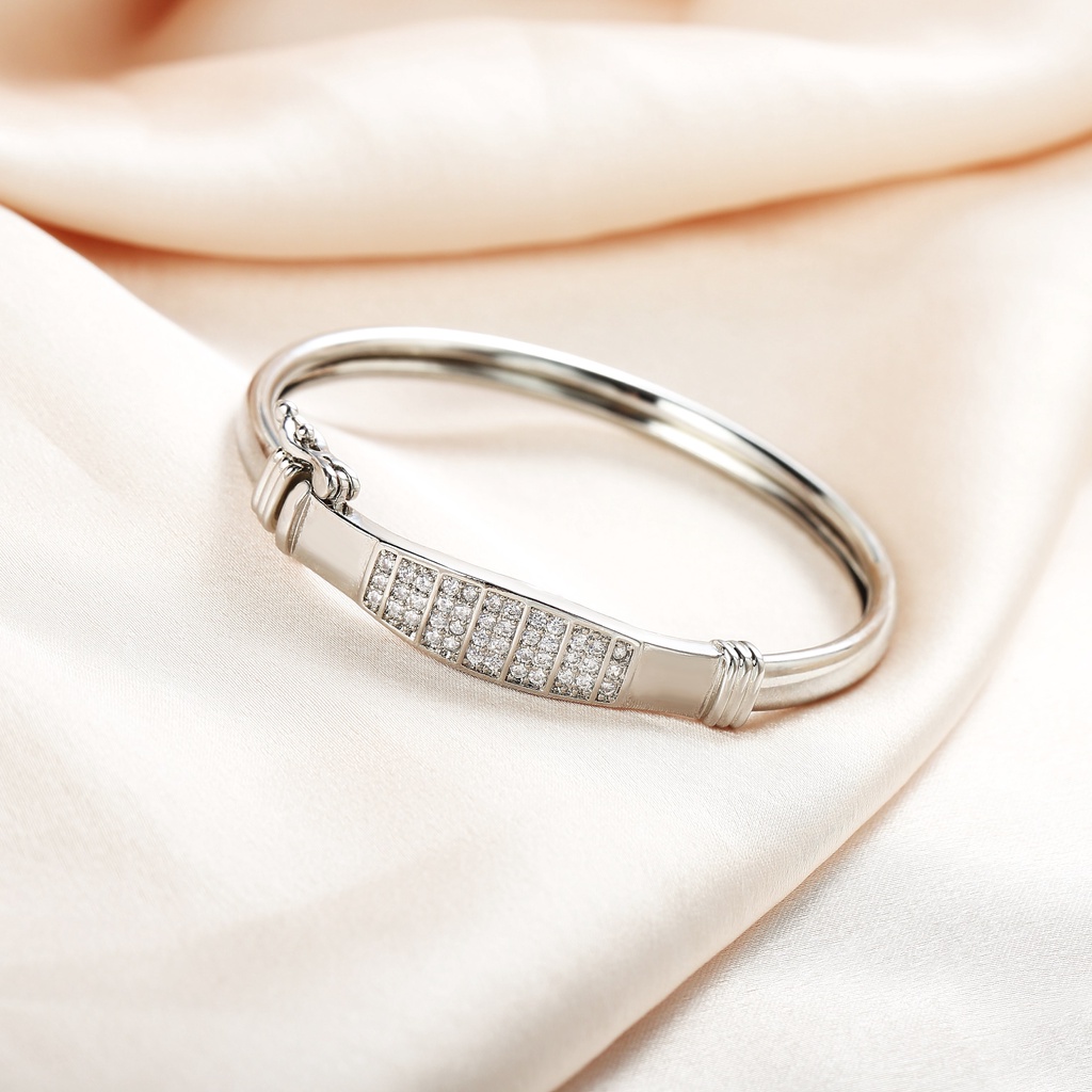 Y437 [COD✔] Gelang Titanium Dewasa Anti Luntur Gelang Aksesoris Silver Bangle Untuk Wanita