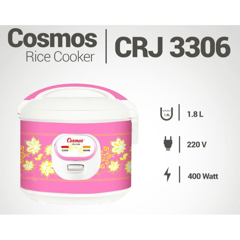 RICE COOKER / MAGIC COM COSMOS CRJ 3306 / CRJ3306 / CRJ-3306 [ 1,8 LITER ] ORIGINAL 100% TERMURAH !