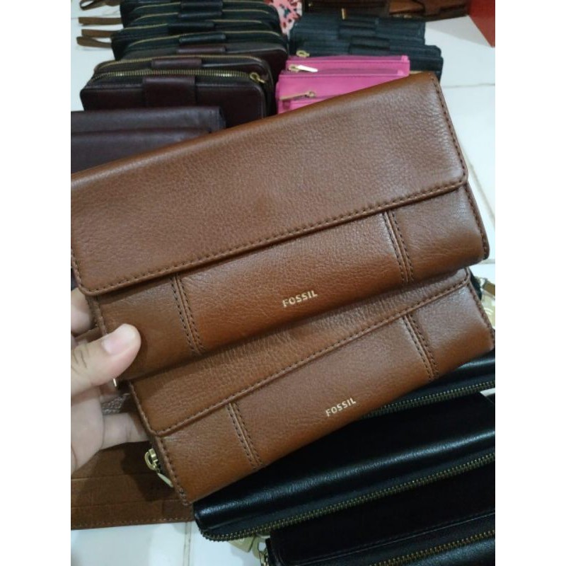 Dompet Fossil Jori Flap Brown RFID Original
