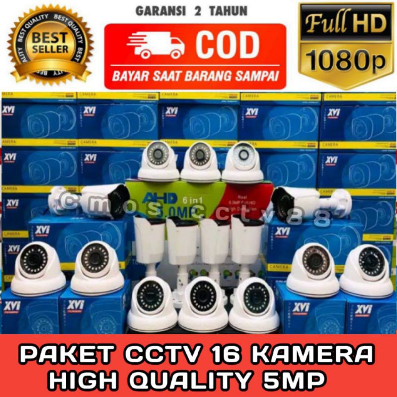 PAKET CCTV 5MP 16 CHANNEL 16 CAMERA XMEYE FULL HD KOMPLIT SIAP PASANG